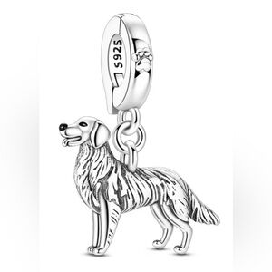 Silver Golden Retriever Dangle Dog Charm